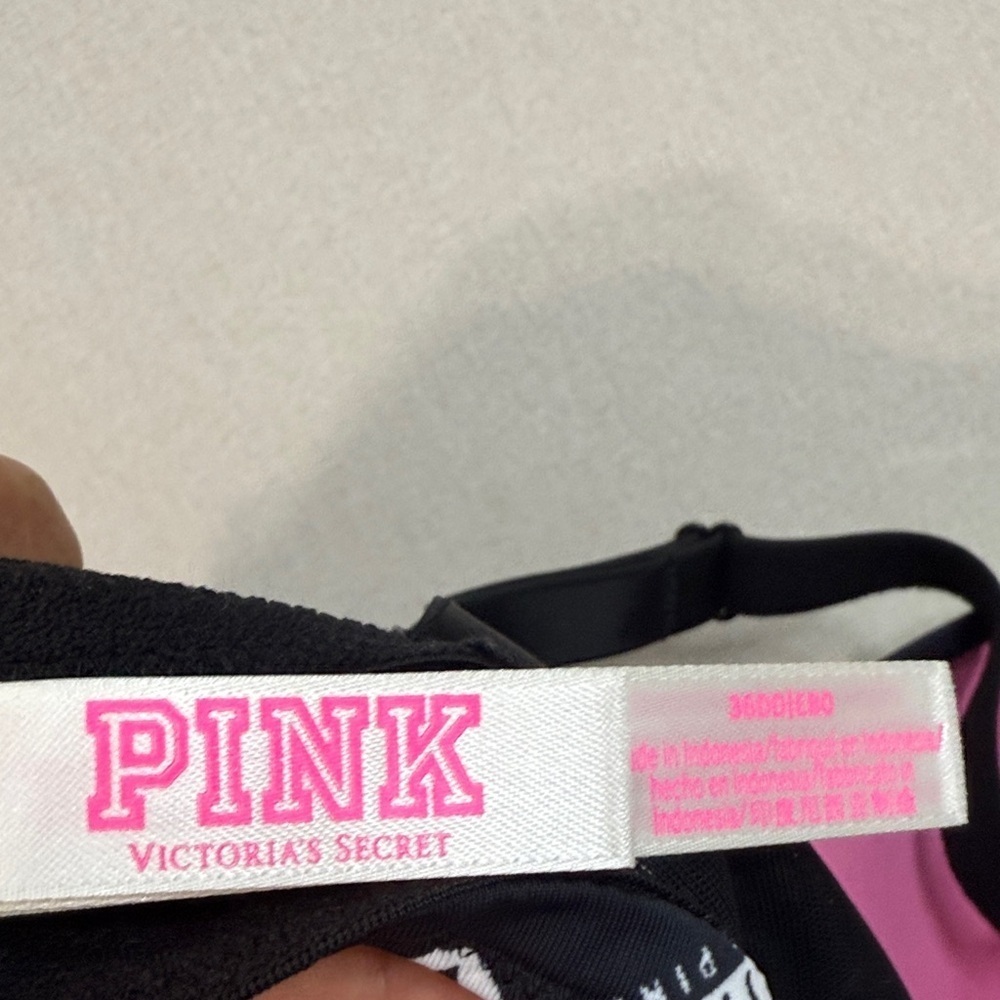 PINK Victoria's Secret Black and Green Floral Bra - Picture 3 of 5
